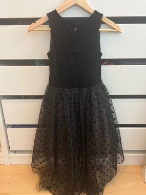 Zumiez Black Velvet Bodice with Polka Dot Tulle Skirt Girls' Dress